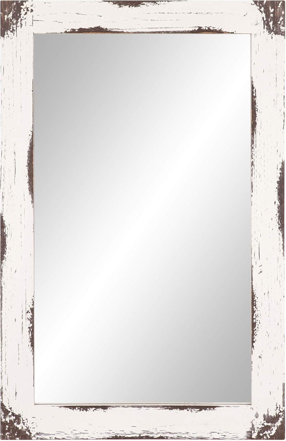 Distressed White Reclaimed Wood Full-Length Mirror 24x36