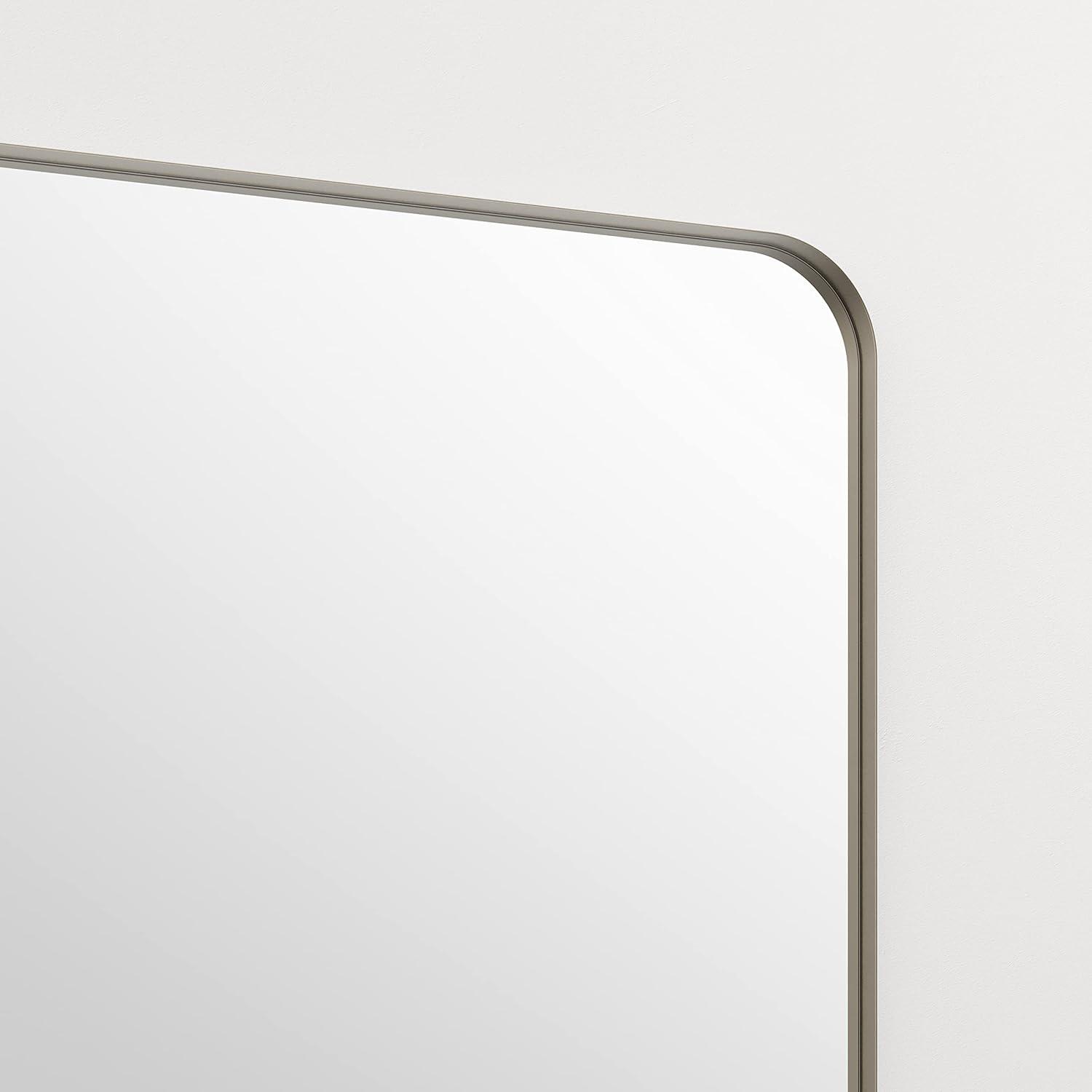 Better Bevel 30" x 40" Silver Metal Framed Mirror | Rectangle Bathroom Wall Mirror | Rounded Corner