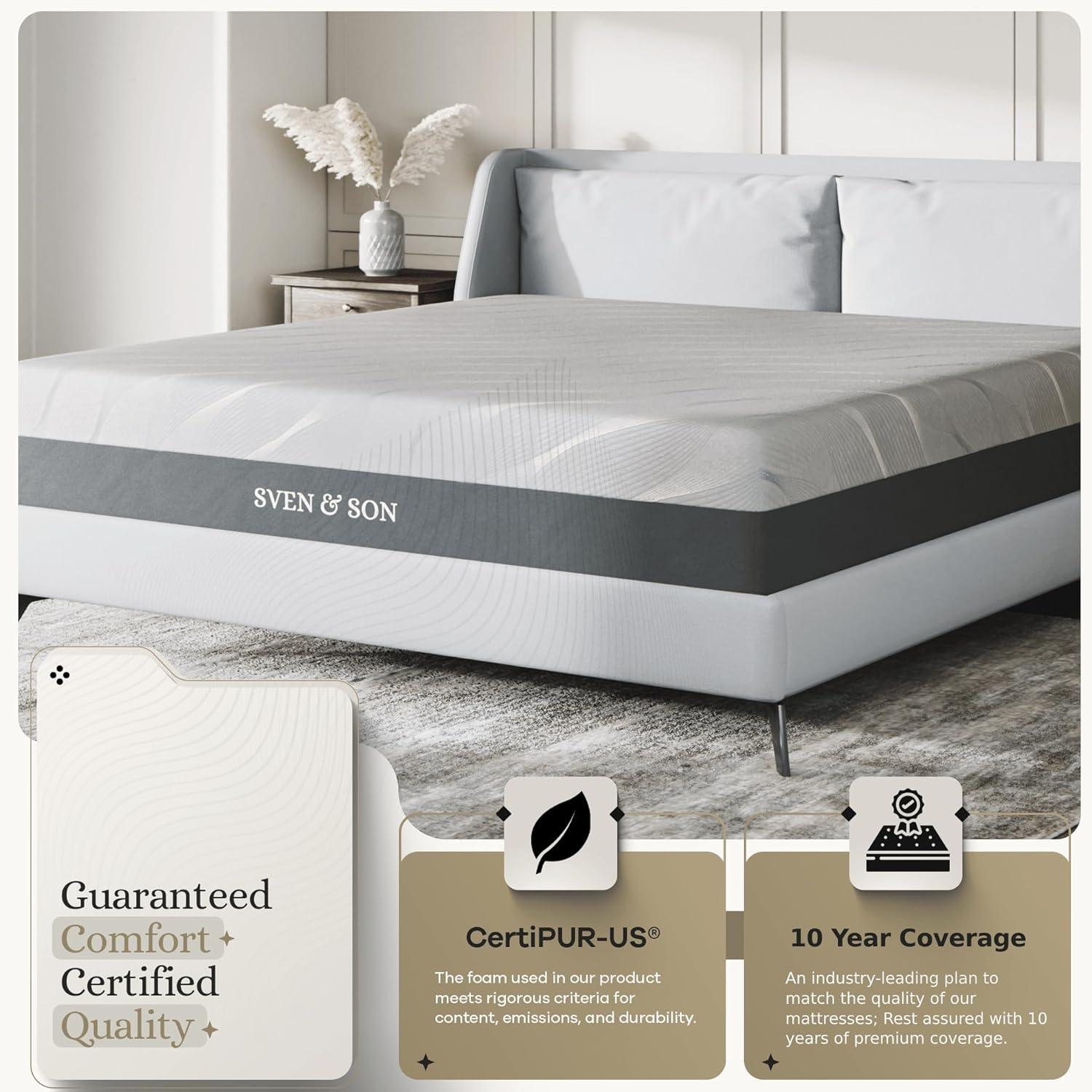 Sven & Son Luxury Hybrid Spring Mattress, Premium Bed-in-a-Box, CertiPUR-US, Made in the USA, 14 inch Medium Soft - King