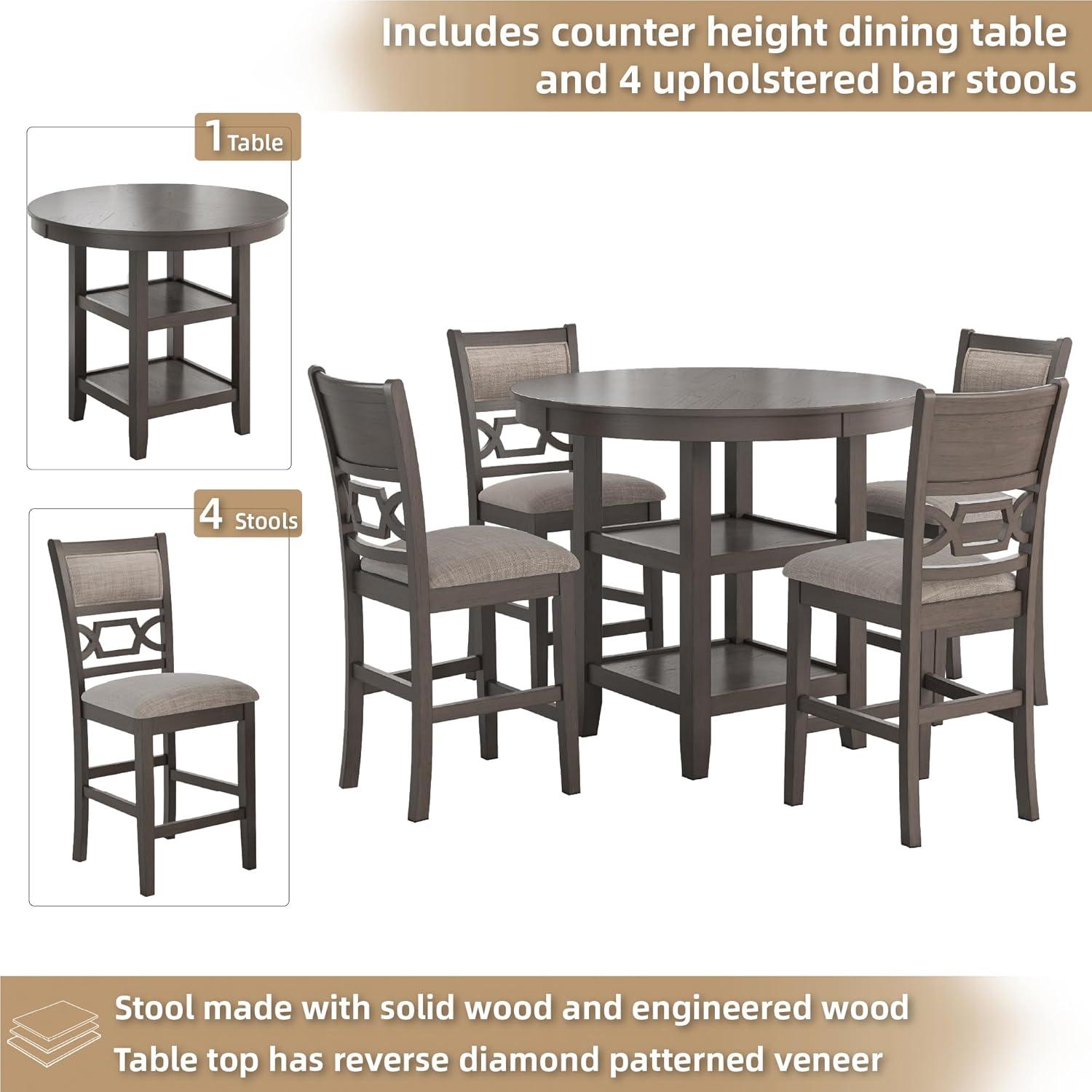 Ashley Furniture Wrenning Gray Counter Height Dining Table Set - Set of 5