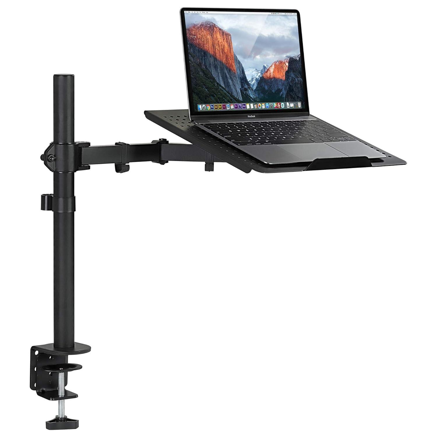 Mount-it Mount-It Height Adjustable Laptop Desk Stand with Articulating Vented Laptop Tray Mount & C-Clamp