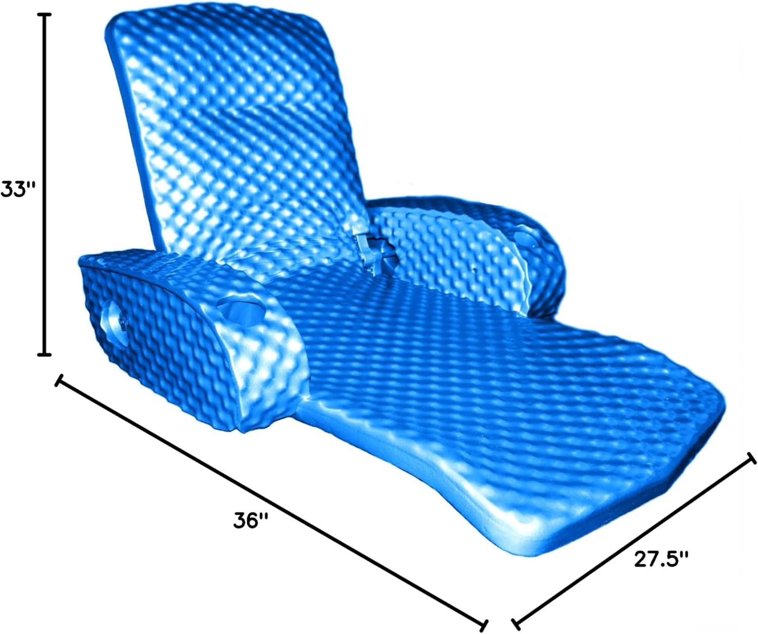 TRC Recreation Super Soft Adjustable Pool Recliner Float Portable Comfortable Chair Lounger with Cup Holders for Swimming Pool Essentials, Bahama Blue