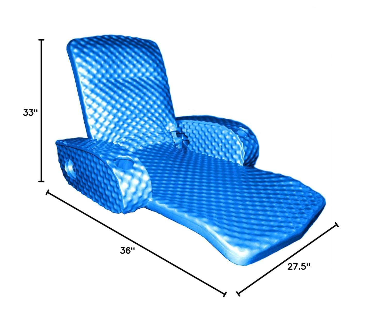 TRC Recreation Super Soft Adjustable Pool Recliner Float Portable Comfortable Chair Lounger with Cup Holders for Swimming Pool Essentials, Bahama Blue