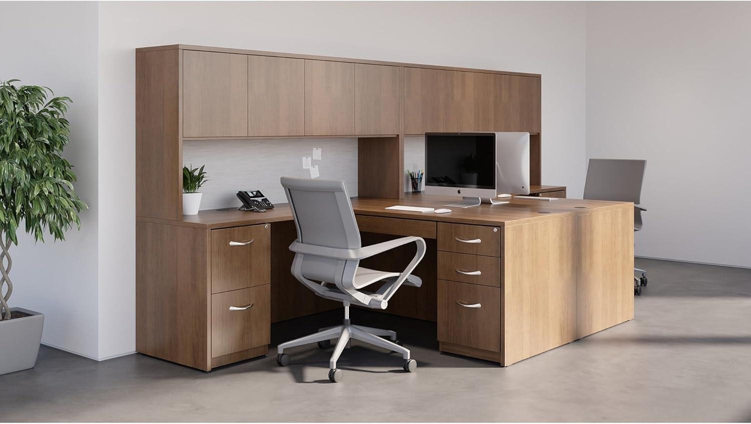 Essentials Series Walnut Laminate Office Suite Desk Shell