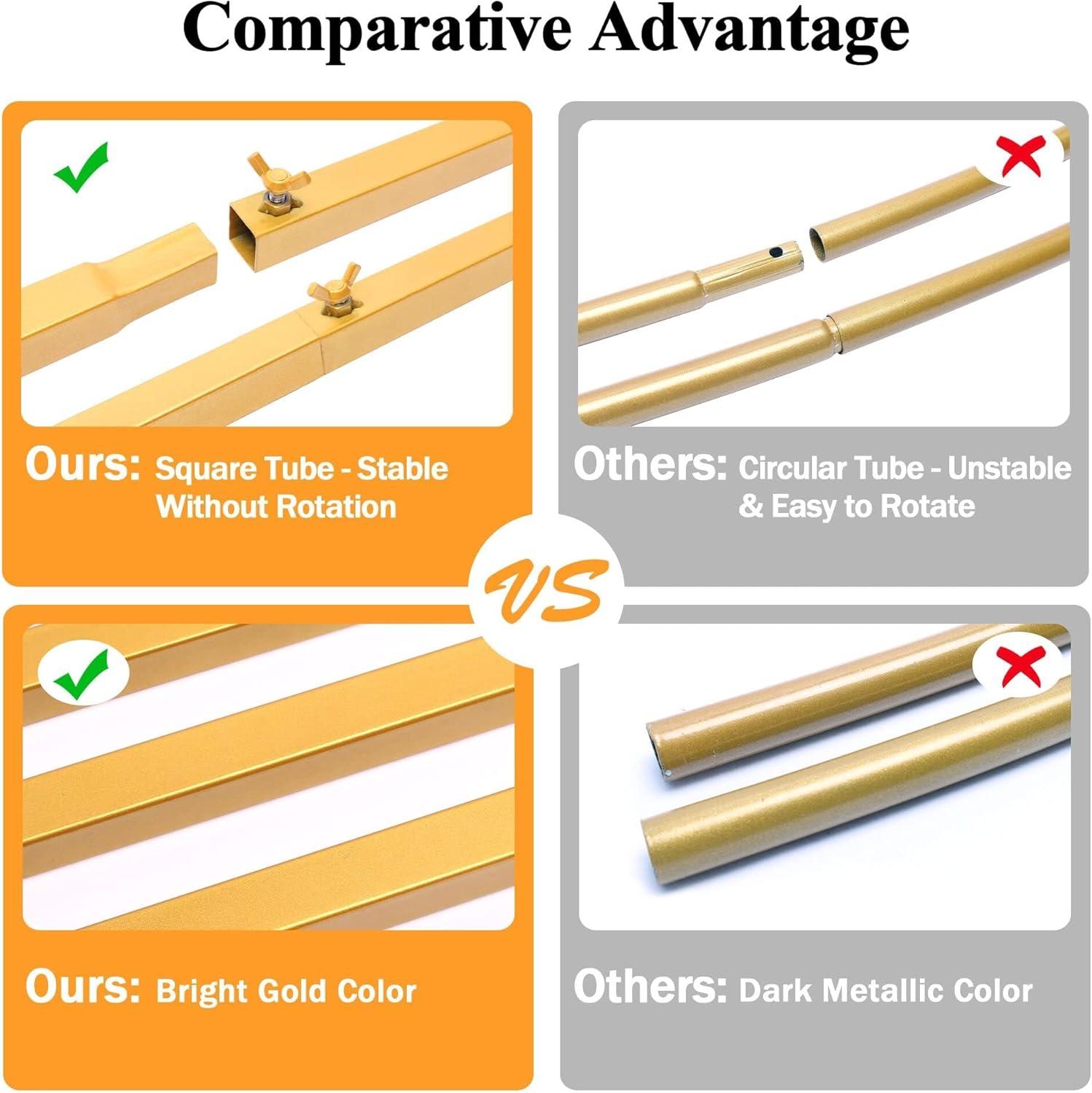 Wedding Arch Backdrop Stand, 6.6x6.6 FT Gold Wedding Arches for Ceremony Square Metal Balloon Arch Stand Garden Arbor Frame for Wedding Birthday Party Baby Shower Photo Booth Background Decoration