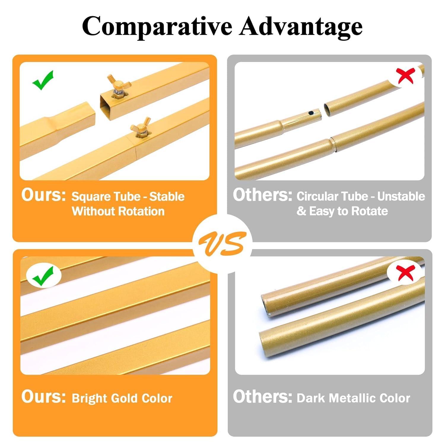 Wedding Arch Backdrop Stand, 6.6x6.6 FT Gold Wedding Arches for Ceremony Square Metal Balloon Arch Stand Garden Arbor Frame for Wedding Birthday Party Baby Shower Photo Booth Background Decoration