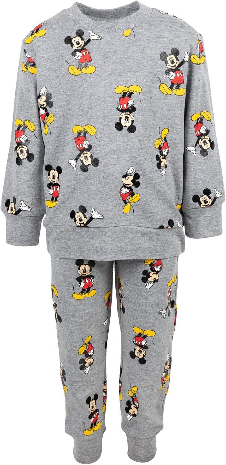 Disney Mickey Mouse Little Boys French Terry Sweatshirt and Pants Set Heather Grey 6