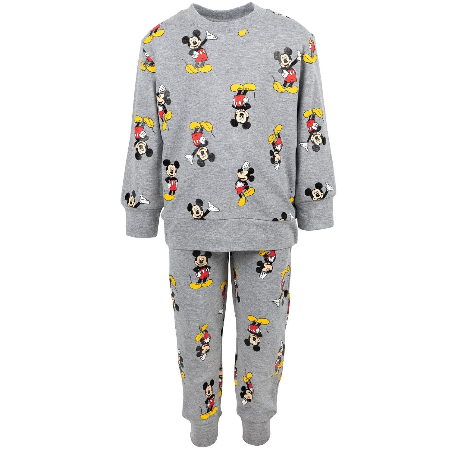 Disney Mickey Mouse Little Boys French Terry Sweatshirt and Pants Set Heather Grey 6