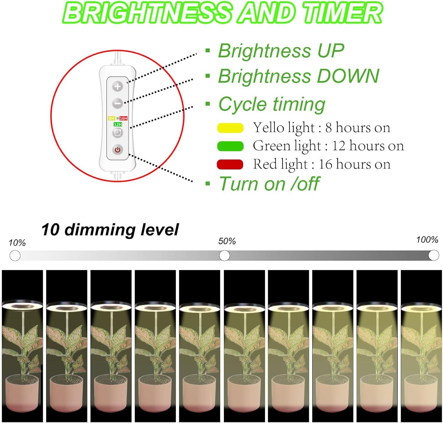 UNIVERSAL WINDOW SOLUTIONS Plant Grow Light, LED Growing Light Full Spectrum For Indoor Plants,Height Adjustable, Automatic Timer, 5V Low Safe Voltage,Idea For Small Plant Light