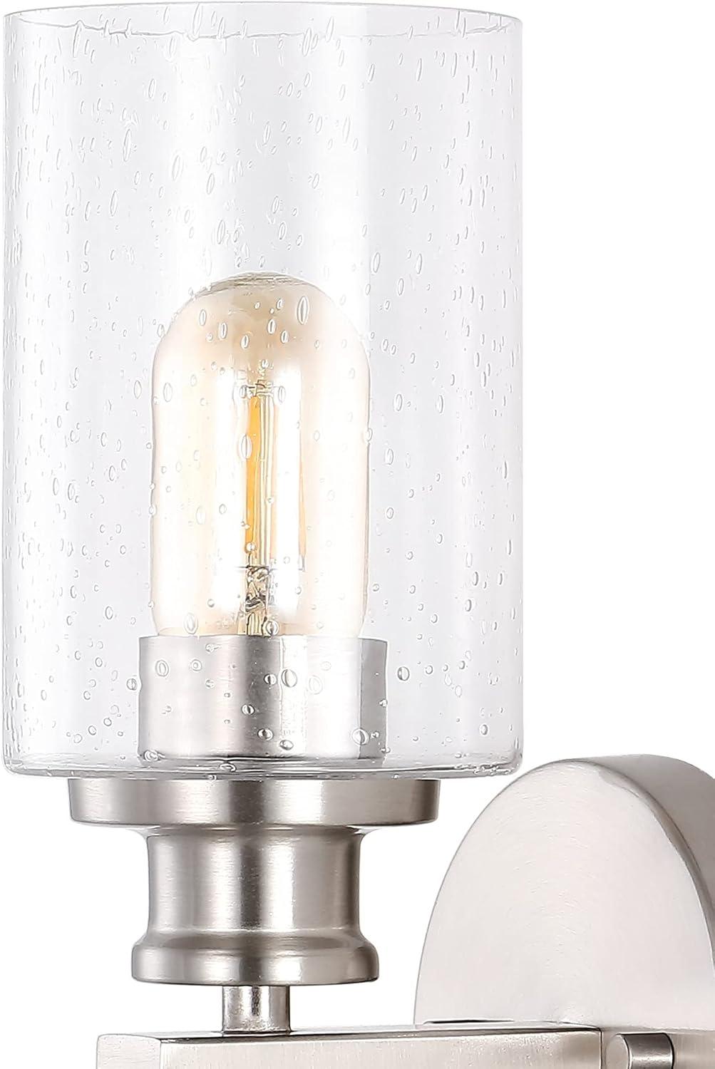 JONATHAN Y Jules Edison Cylinder 2-Light Iron/Seeded Glass Farmhouse Contemporary LED Wall Sconce