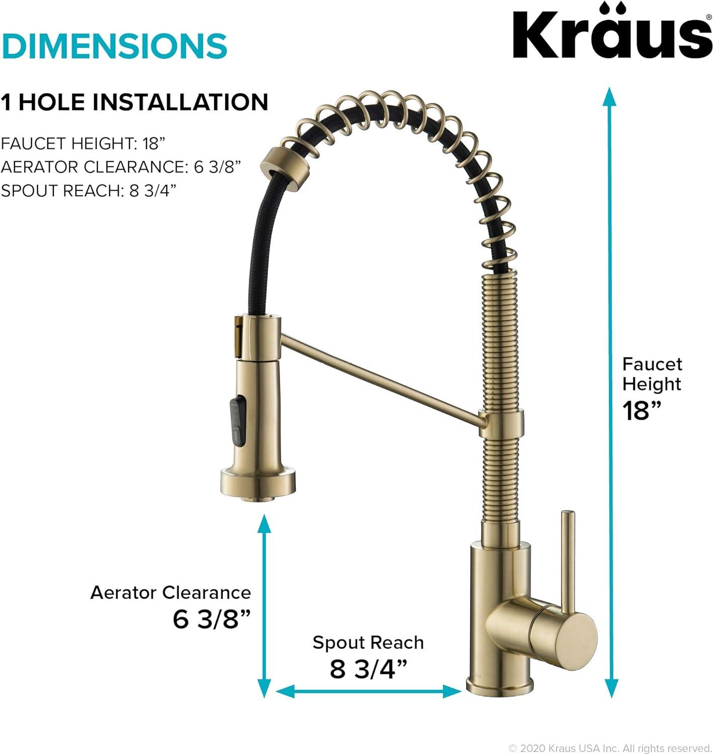 KRAUS Bolden Commercial Style 2-Function Single Handle Pull Down Kitchen Faucet