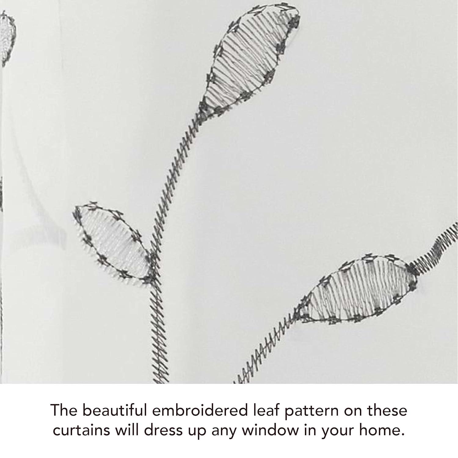 Grommet Curtain Panel, Embroidered Sheer Extra-Wide, Silver 54" x 84"