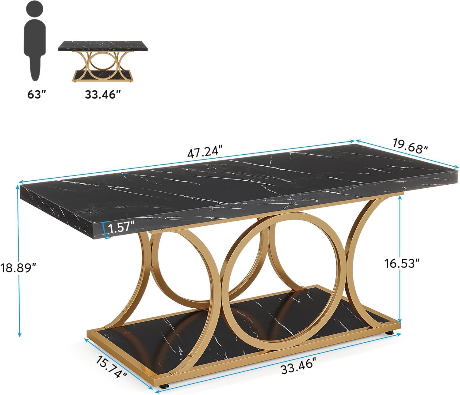 Hommoo Rectangle Coffee Table, 47.24" Center Table Faux Marble