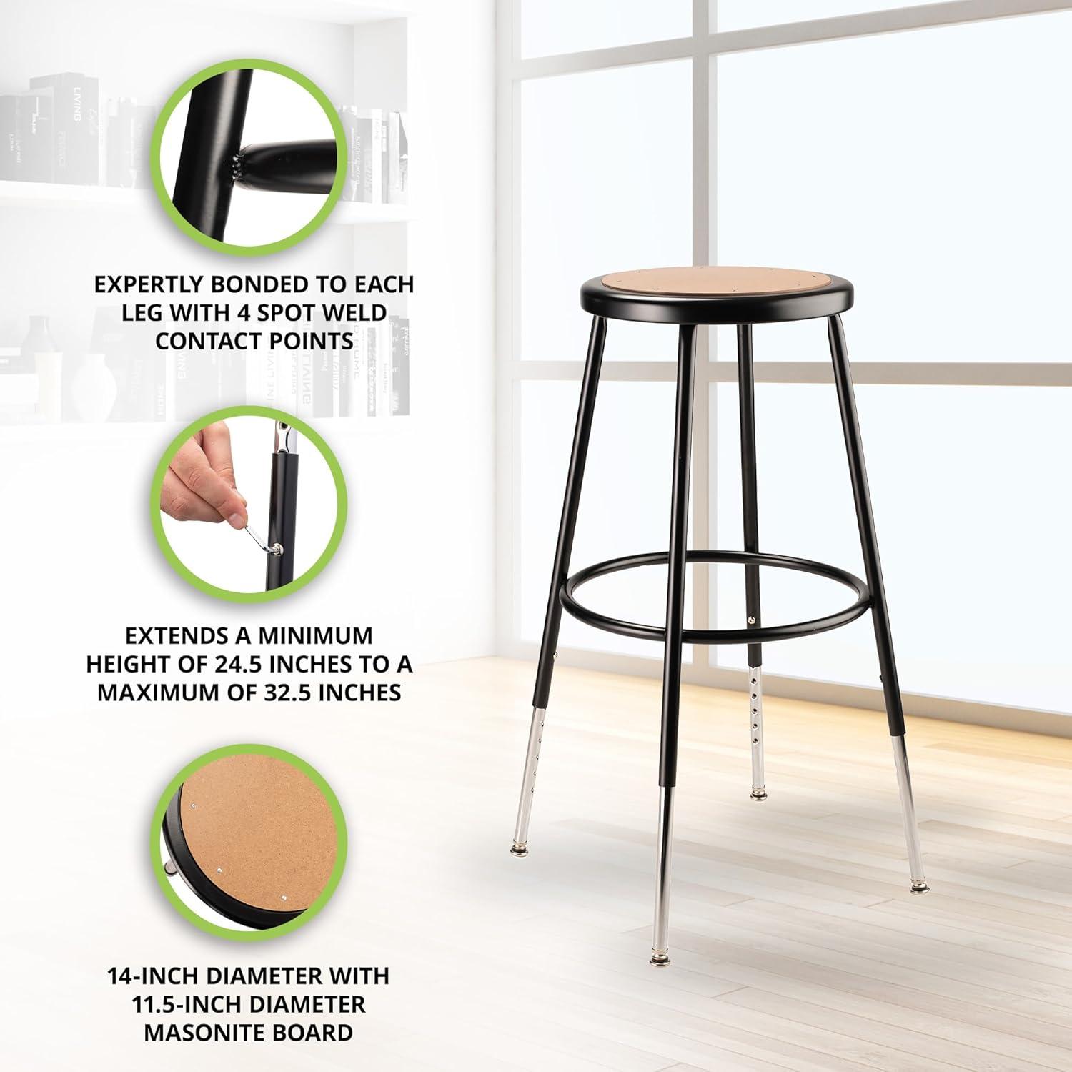 National Public Seating Adjustable Height Ergonomic Lab Stool with Footring