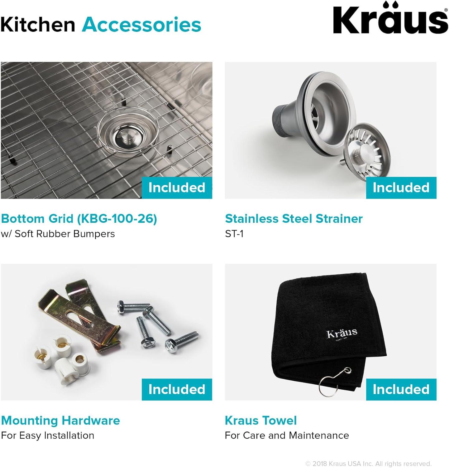 KRAUS Standart PRO™ Undermount 16 Gauge Stainless Steel Kitchen Sink