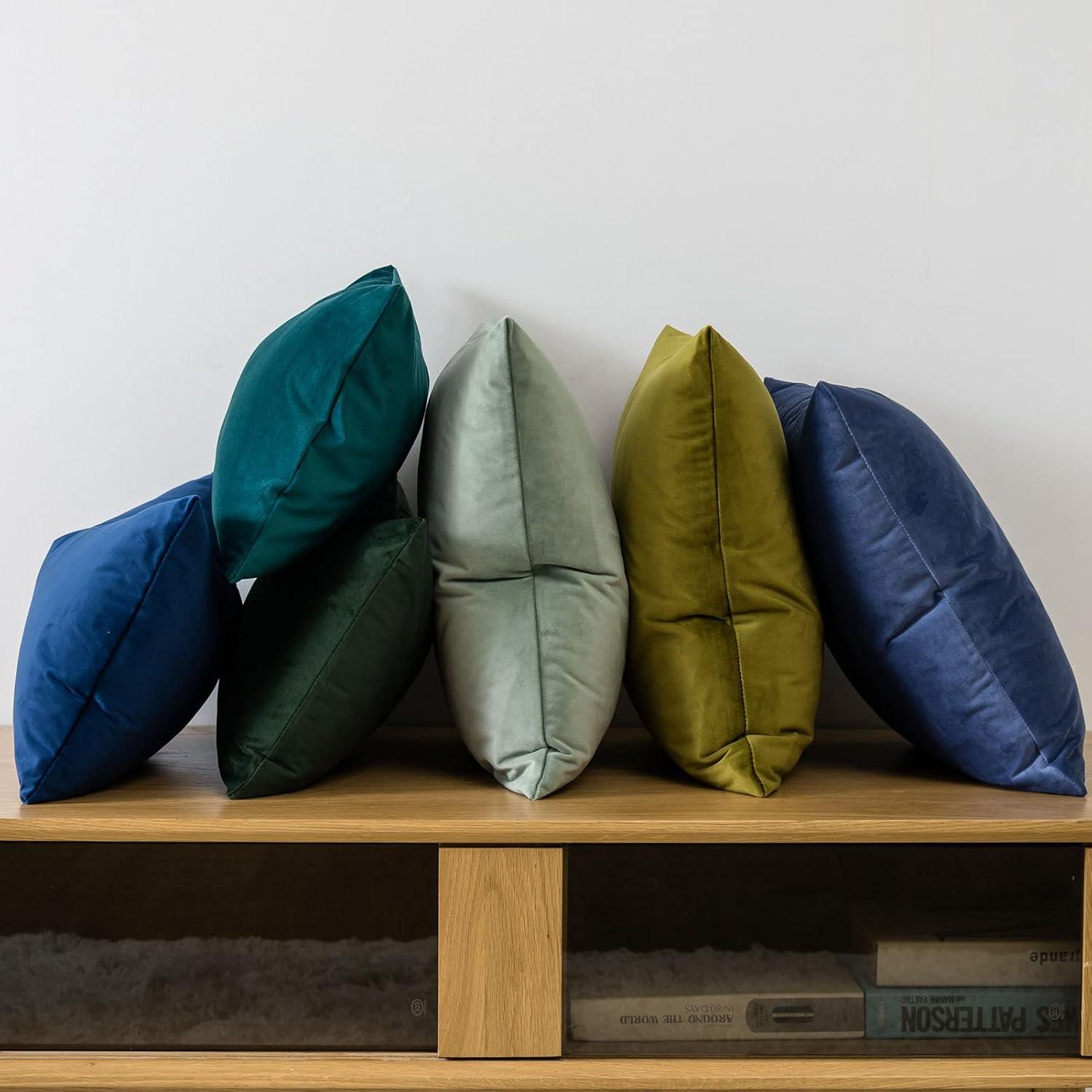 JUSPURBET Throw Pillow Covers Set of 2 Decorative 26x26 Velvet Pillow Covers for Couch Sofa Bed Soft Cushion Covers Cases with Invisible Zipper for Living Room Home Decor,Olive Green