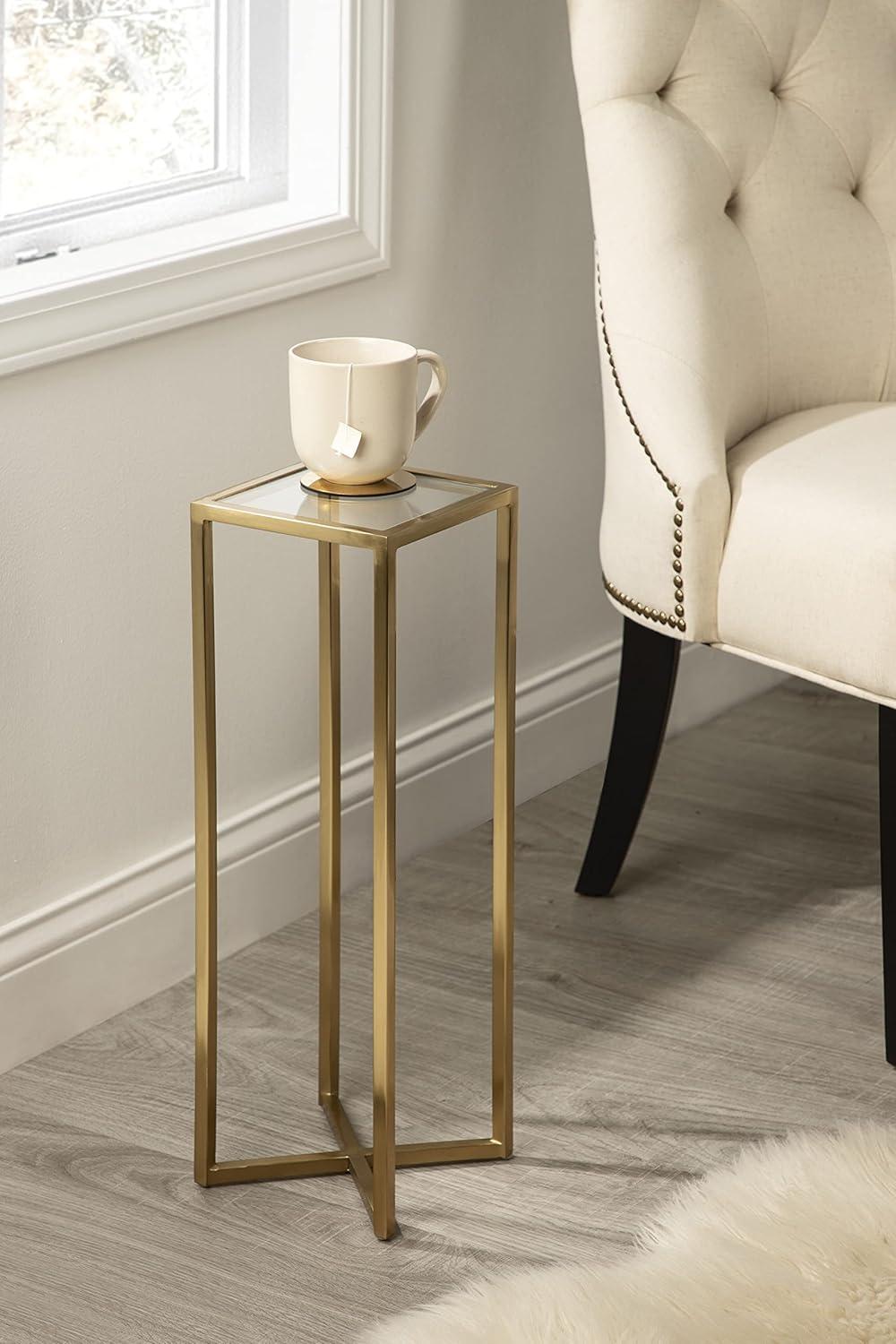 Kate and Laurel Jaspur Square Metal Drink Table, 7x7x21, Gold