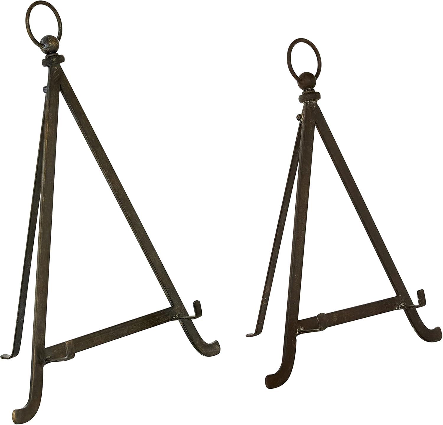 Bronze Metal Easel Set with Foldable Stand, 2-Piece