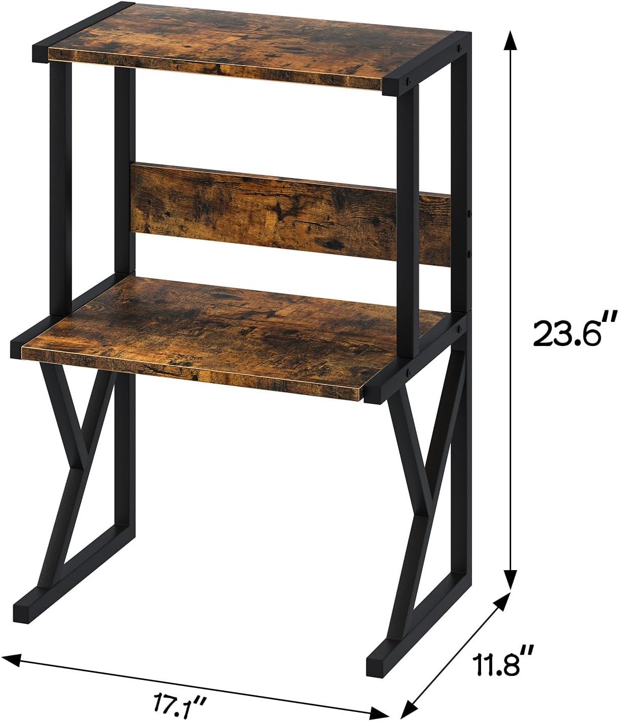 Printer Stand  Printer Stand for Desk, Desktop Printer Shelf Large Printer Stands 3 Tiers Multi-Purpose Desk Office Organization Shelves for Home Office Printer Fax Book, Rustic Brown