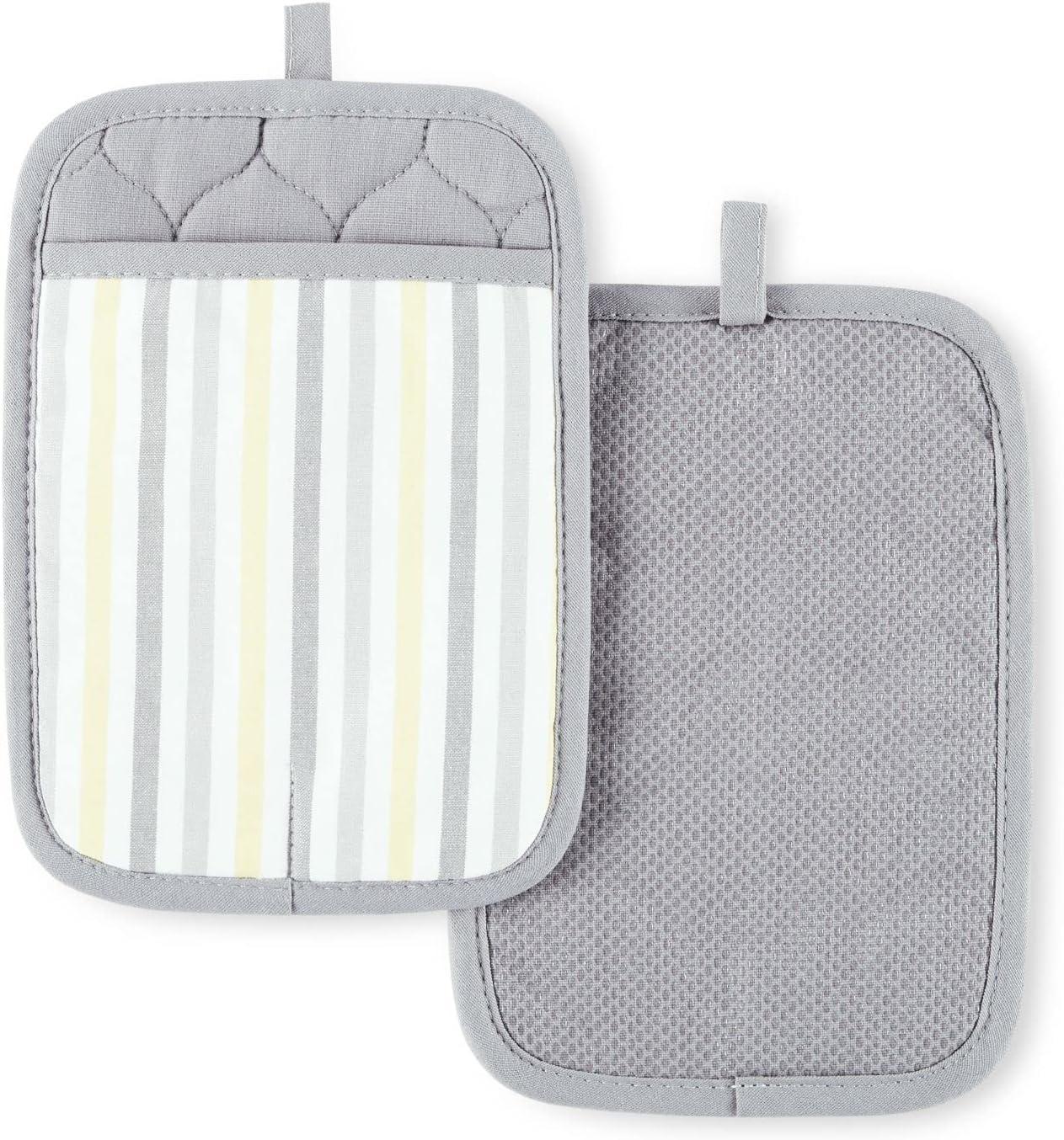 Gray and Yellow Silicone Grip Pot Holder Set, 2-Pack