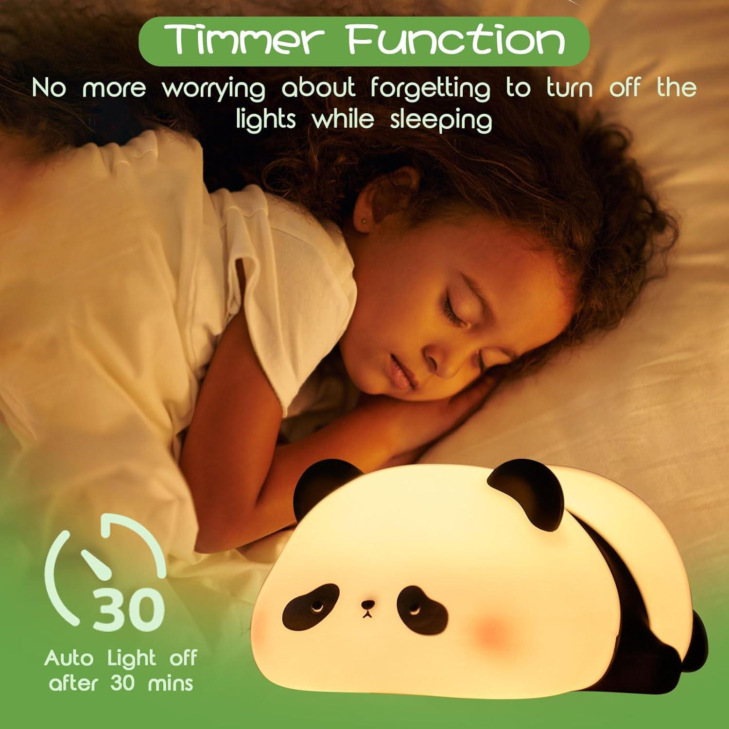 Cute Rechargeable Silicone Panda Night Light for Kids