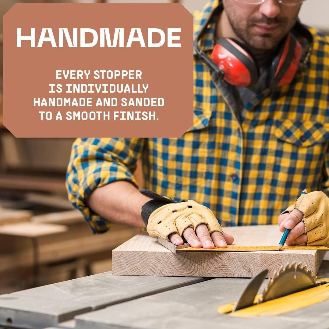 Wooden Door Stoppers - Handmade Acacia Wood Door Wedge - Home Security Door Jammer for Bottom of Door - Suitable for All Floor Types - 3 Pack