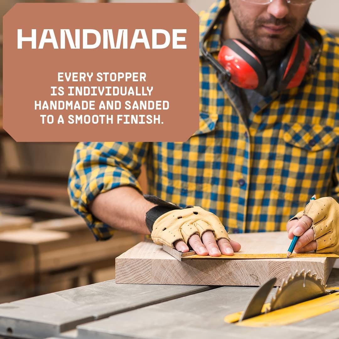 Wooden Door Stoppers - Handmade Acacia Wood Door Wedge - Home Security Door Jammer for Bottom of Door - Suitable for All Floor Types - 3 Pack