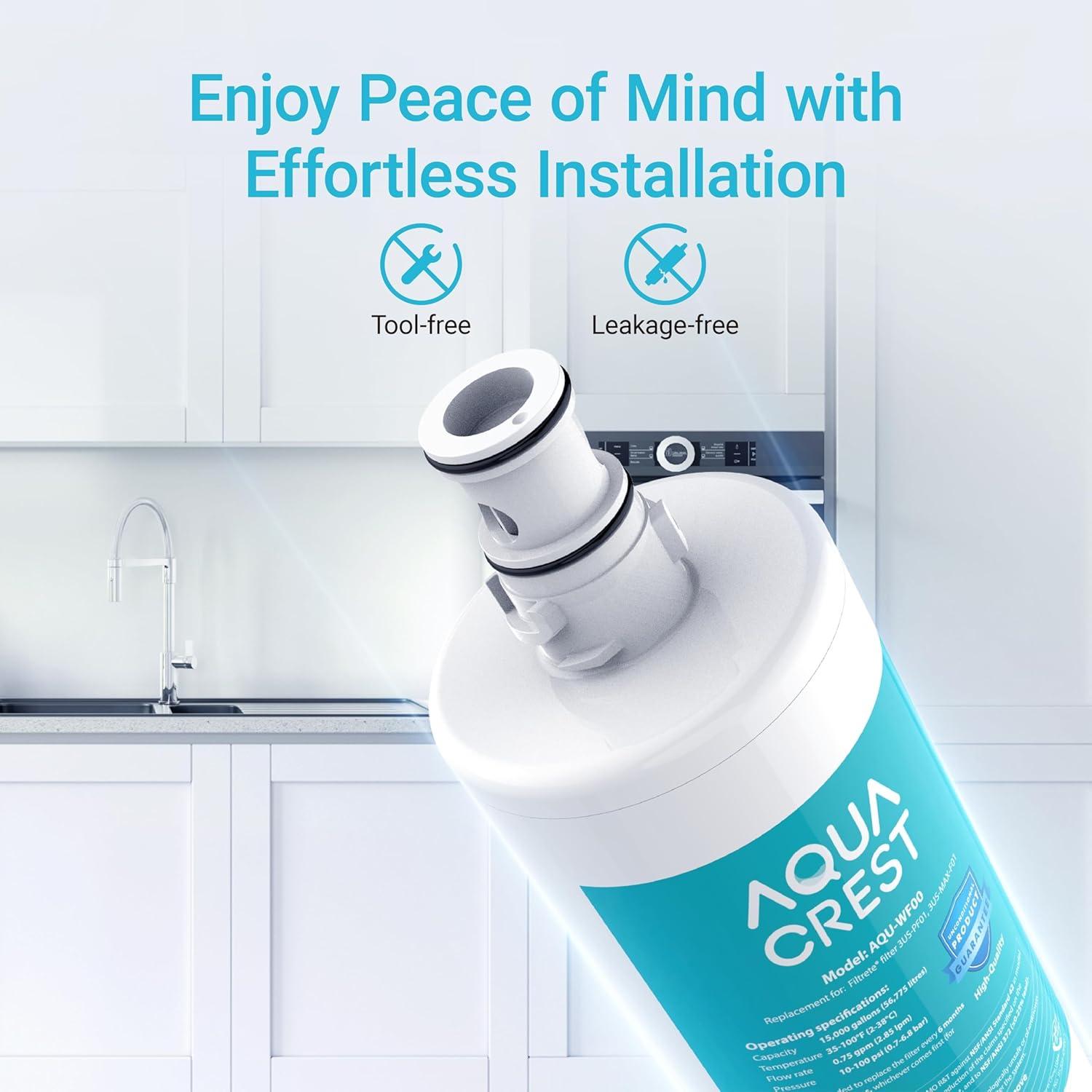 AQUA CREST 3US-AF01 Under Sink Water Filter, Replacement for Standard 3US-AF01, 3US-AS01, Aqua-Pure AP Easy C-CS-FF, WHCF-SRC, WHCF-SUFC, WHCF-SUF Water Filter, NSF/ANSI 42 Certified (Pack of 1)