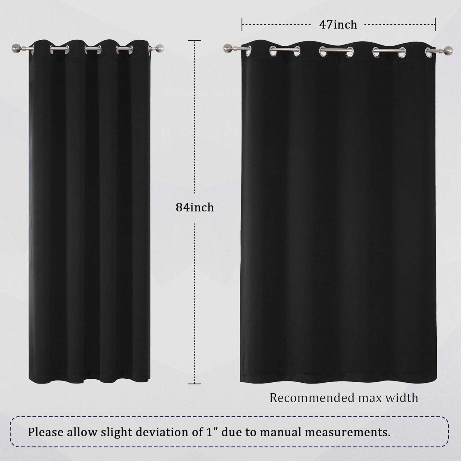 Black 84-Inch Room Darkening Grommet Top Curtains