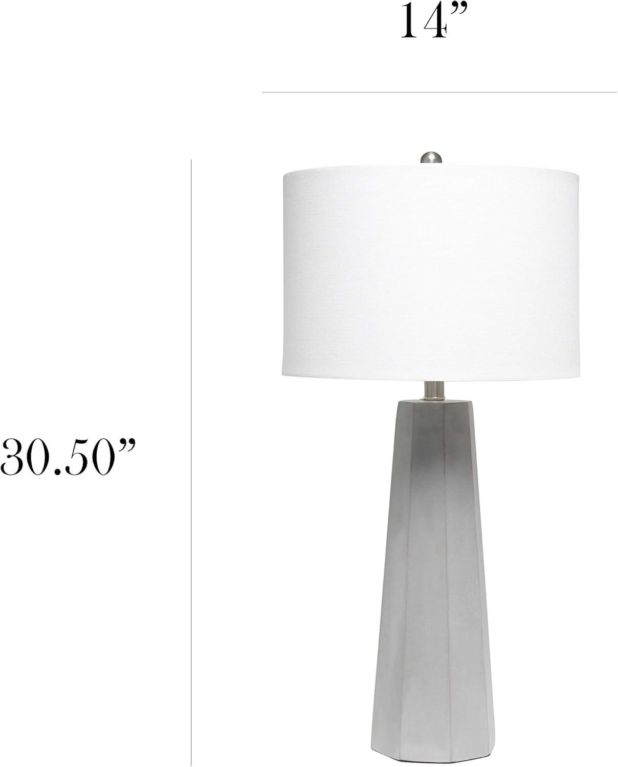 Elegant Designs Concrete Table Lamp with Fabric Shade
