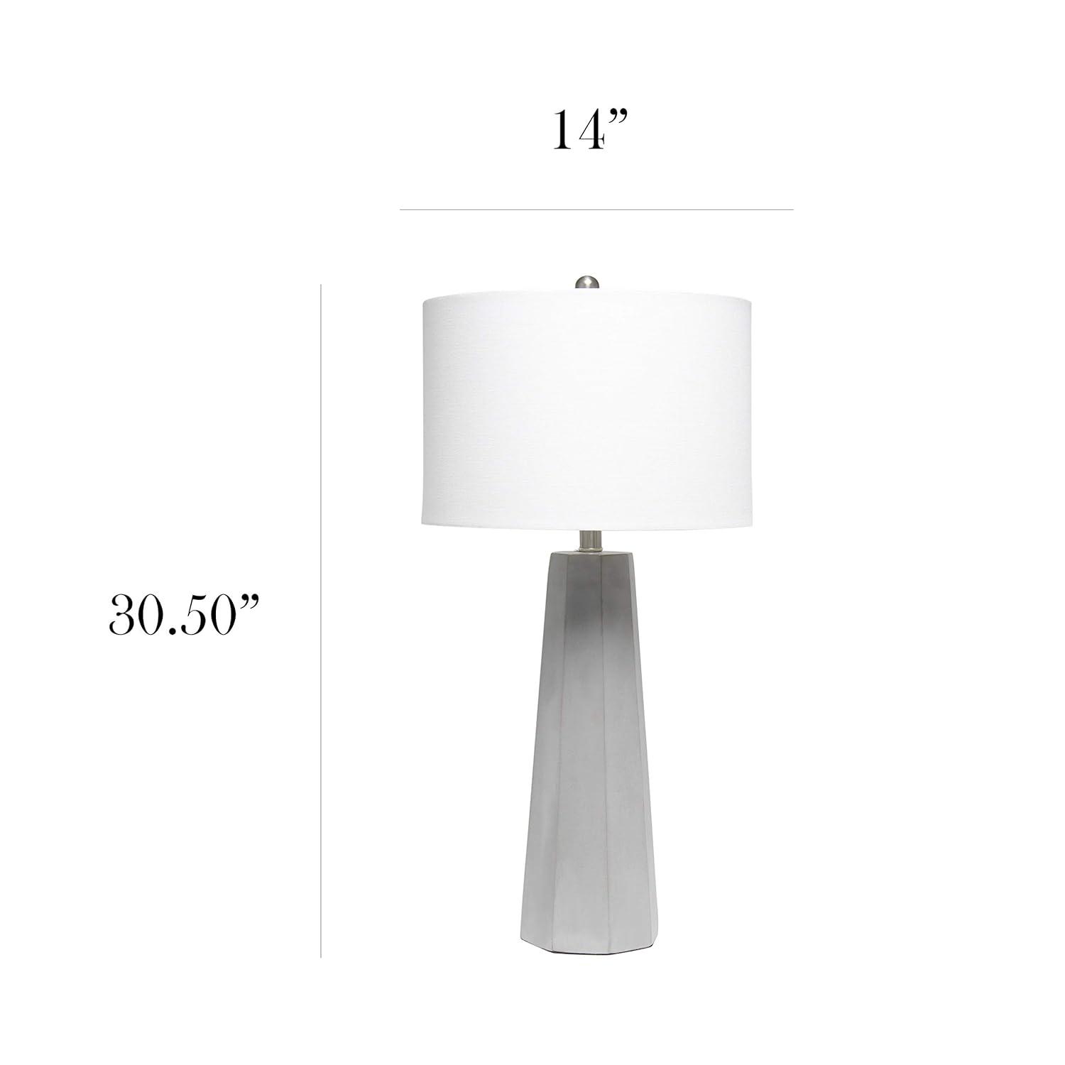 Elegant Designs Concrete Table Lamp with Fabric Shade