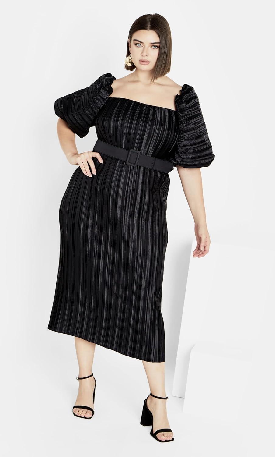 CITY CHIC | Women's Plus Size Krista Pleat Dress - black - 16W