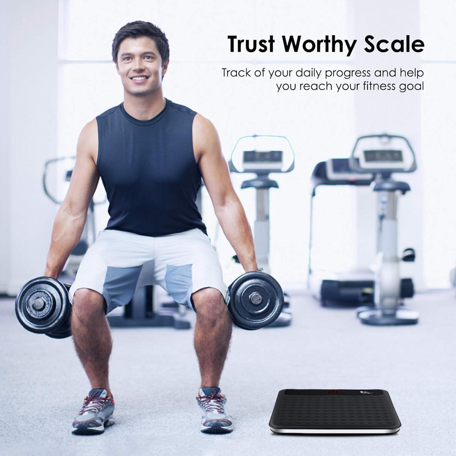 Black Digital Body Weight Bathroom Scale with Non-Slip Platform