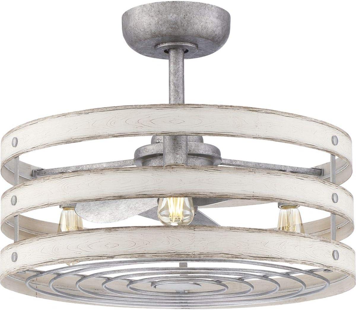 Gulliver Galvanized 24" Rustic Chandelier Ceiling Fan with Remote