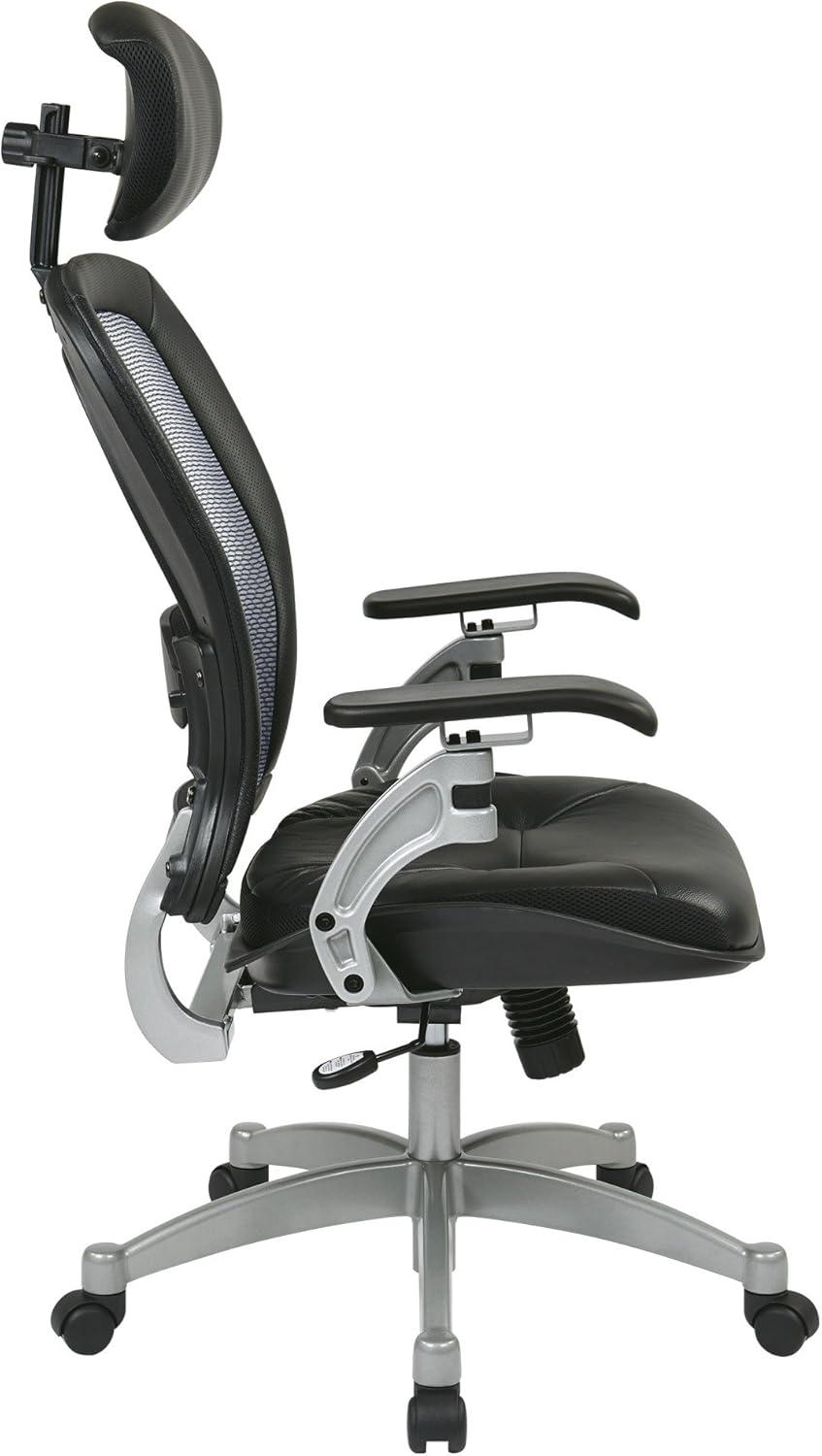 Office Star Space Seating Executive Bonded Leather Office Chair in Black