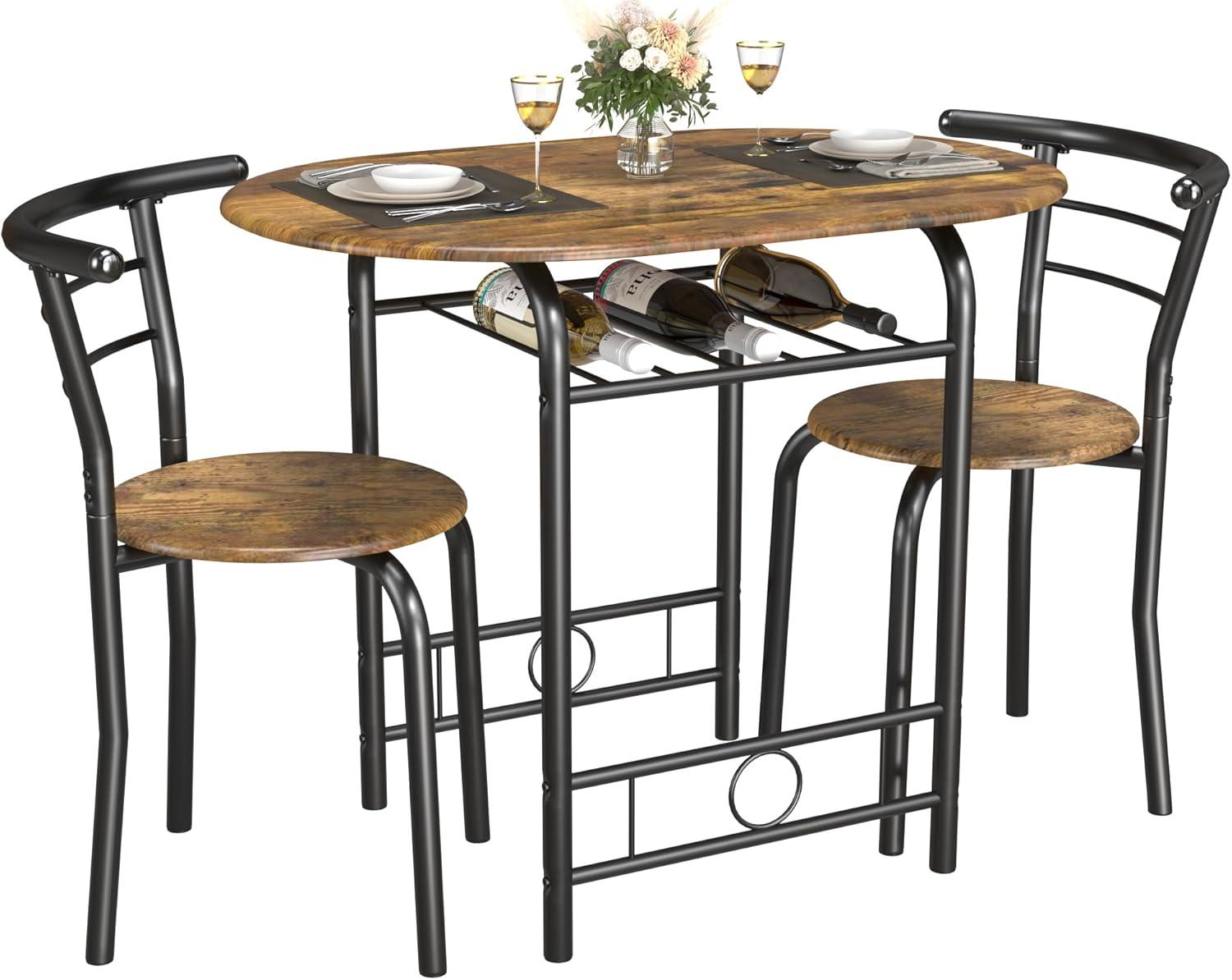 Modern Black and Wood Oval Dining Chair Set