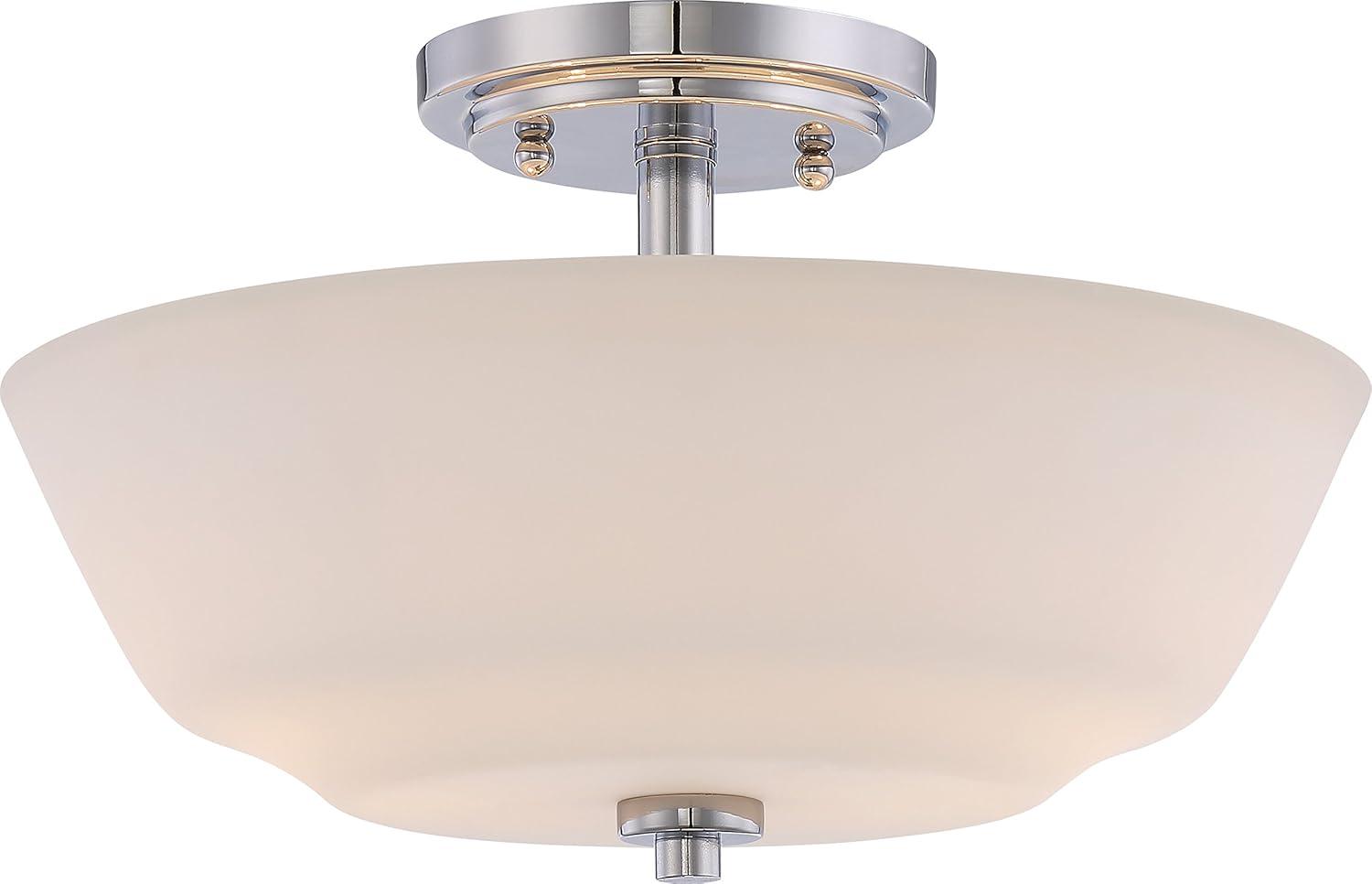 60/5806-Nuvo Lighting-Willow-Two Light Semi-Flush Mount-13 Inches Wide by 8 Inches High-Polished Nickel Finish