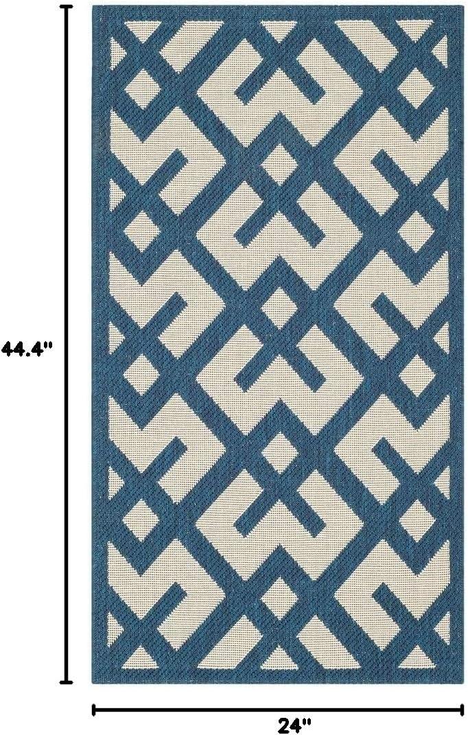 Courtyard CY6915 Power Loomed Indoor and Outdoor Accent Rug - Navy/Beige - 2'x3'7" - Safavieh