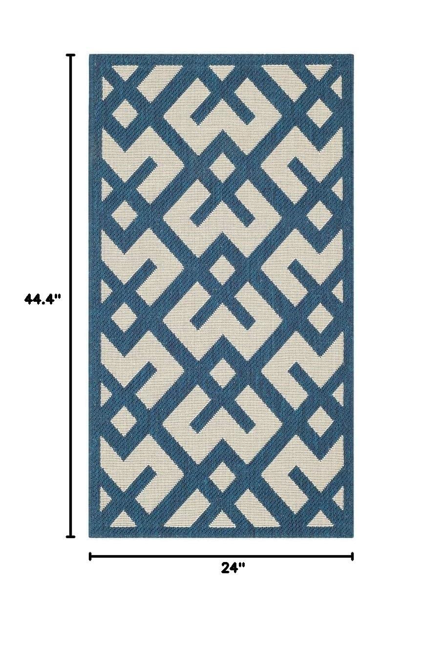 Courtyard CY6915 Power Loomed Indoor and Outdoor Accent Rug - Navy/Beige - 2'x3'7" - Safavieh