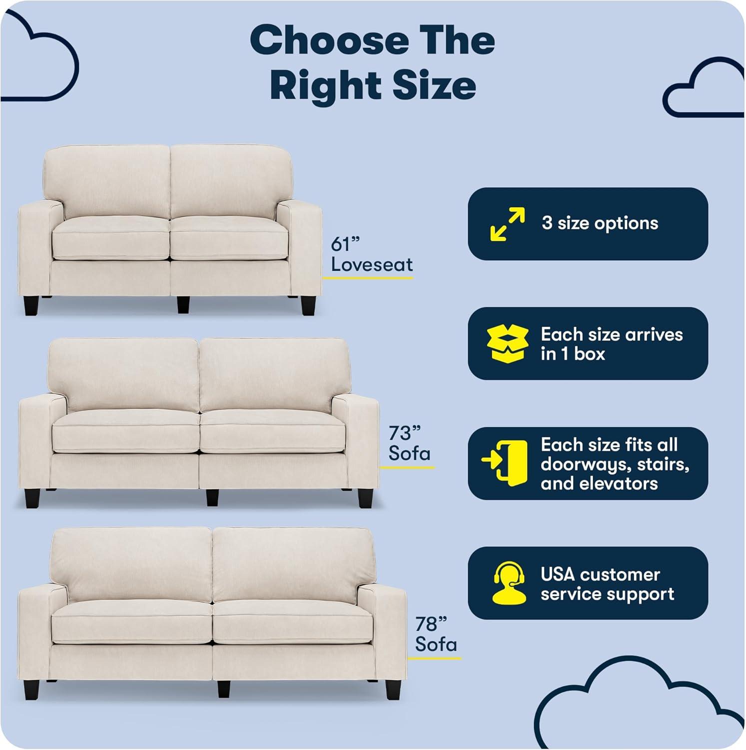 Serta Palisades 61" Track Arm Sofa, Easy Care Fabric, Soft Pillow Back, Pocket Coil Seat Cushions