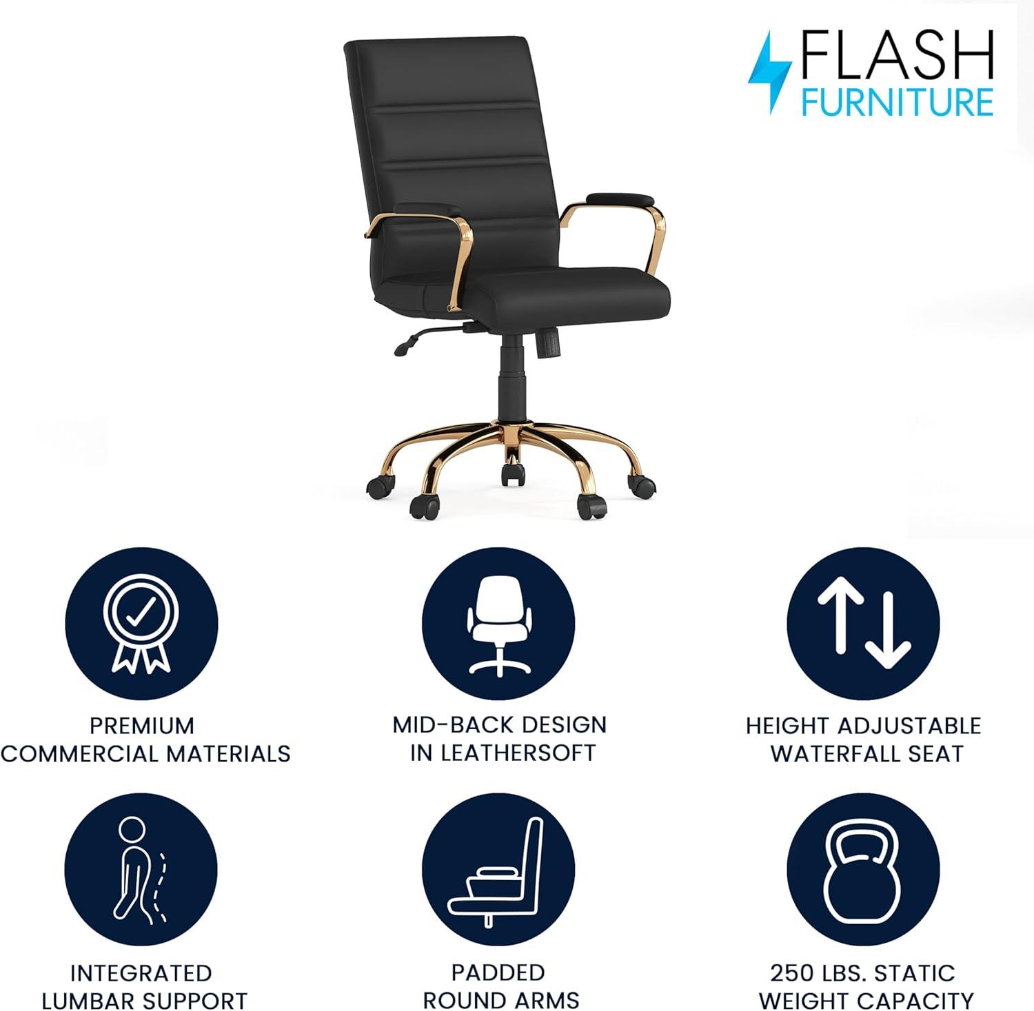 Flash Furniture Mid-Back Executive Swivel Office Chair with Metal Frame and Arms