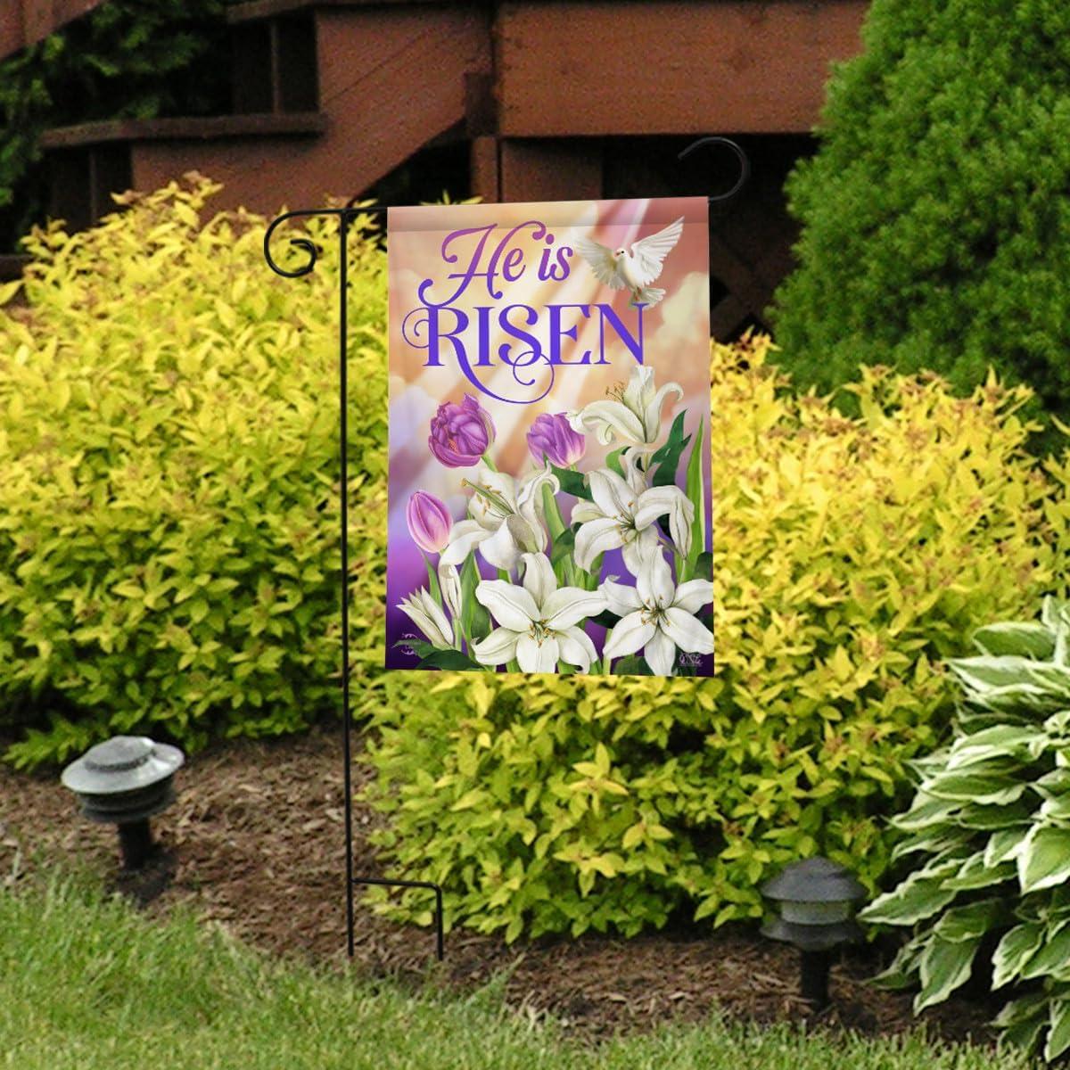 He Is Risen Lillies Easter Garden Flag 18" x 12.5" Briarwood Lane