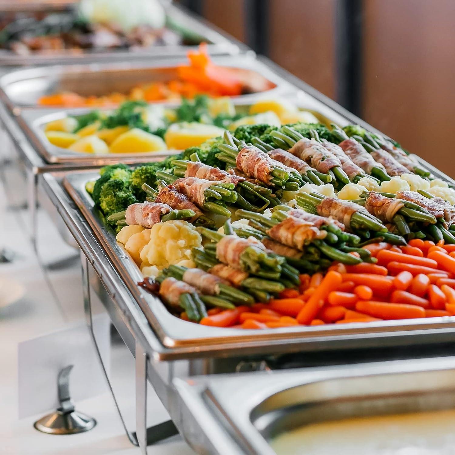 PRIJESSE Chafing Dish Buffet Set 2 PACK, 8 QT Stainless Steel Rectangular Chafing Dishes FULL PAN for Buffet, Warmers Sets for Parties, Events, Wedding, Camping, Dinner