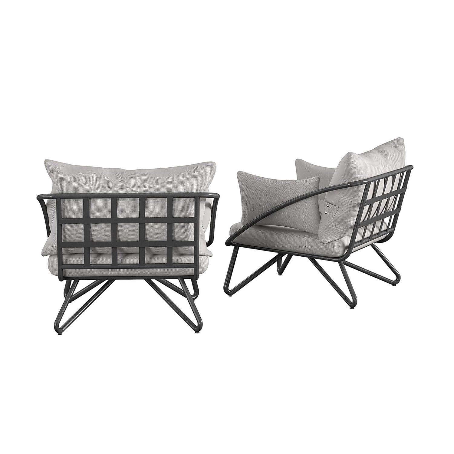 Teddi 2pc Outdoor Lounge Chairs Charcoal - Novogratz: Weather-Resistant Patio Furniture, Steel Frame