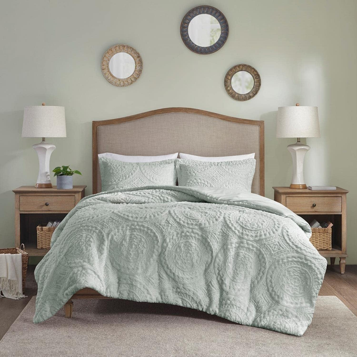 Arya Embroidered Medallion Faux Fur Ultra Plush Comforter Set