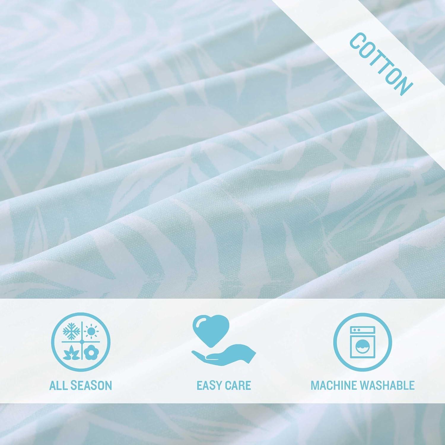 Tommy Bahama 3pc King Art of Palms Cotton Duvet Set Blue: Floral Pattern, Inner Ties, Machine Washable