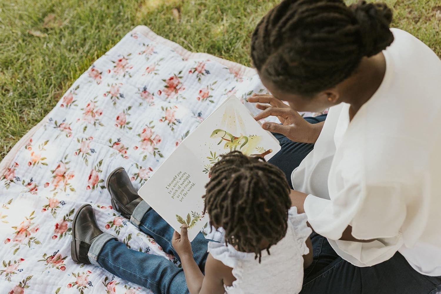 Watercolor Roses Cotton Muslin Reversible Toddler Quilt