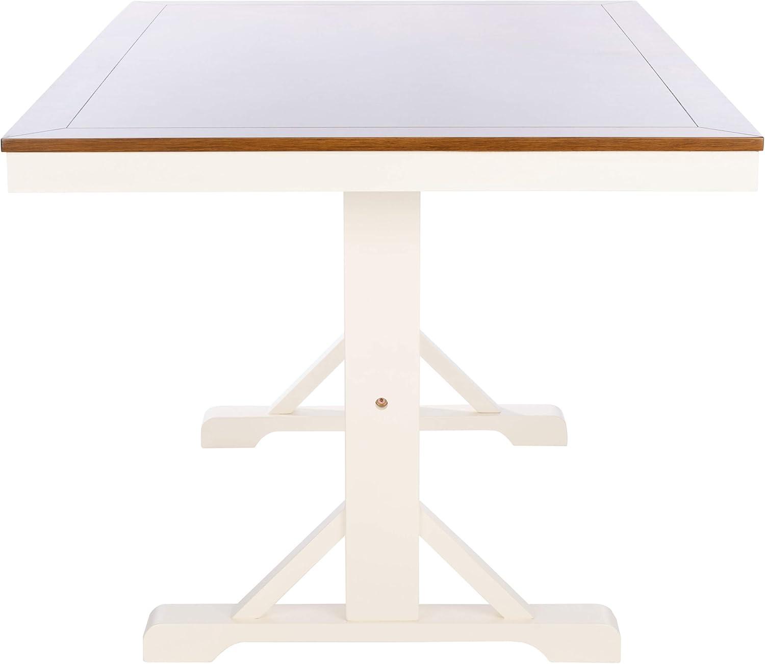 Akash Rectangle Dining Table - White/Natural - Safavieh