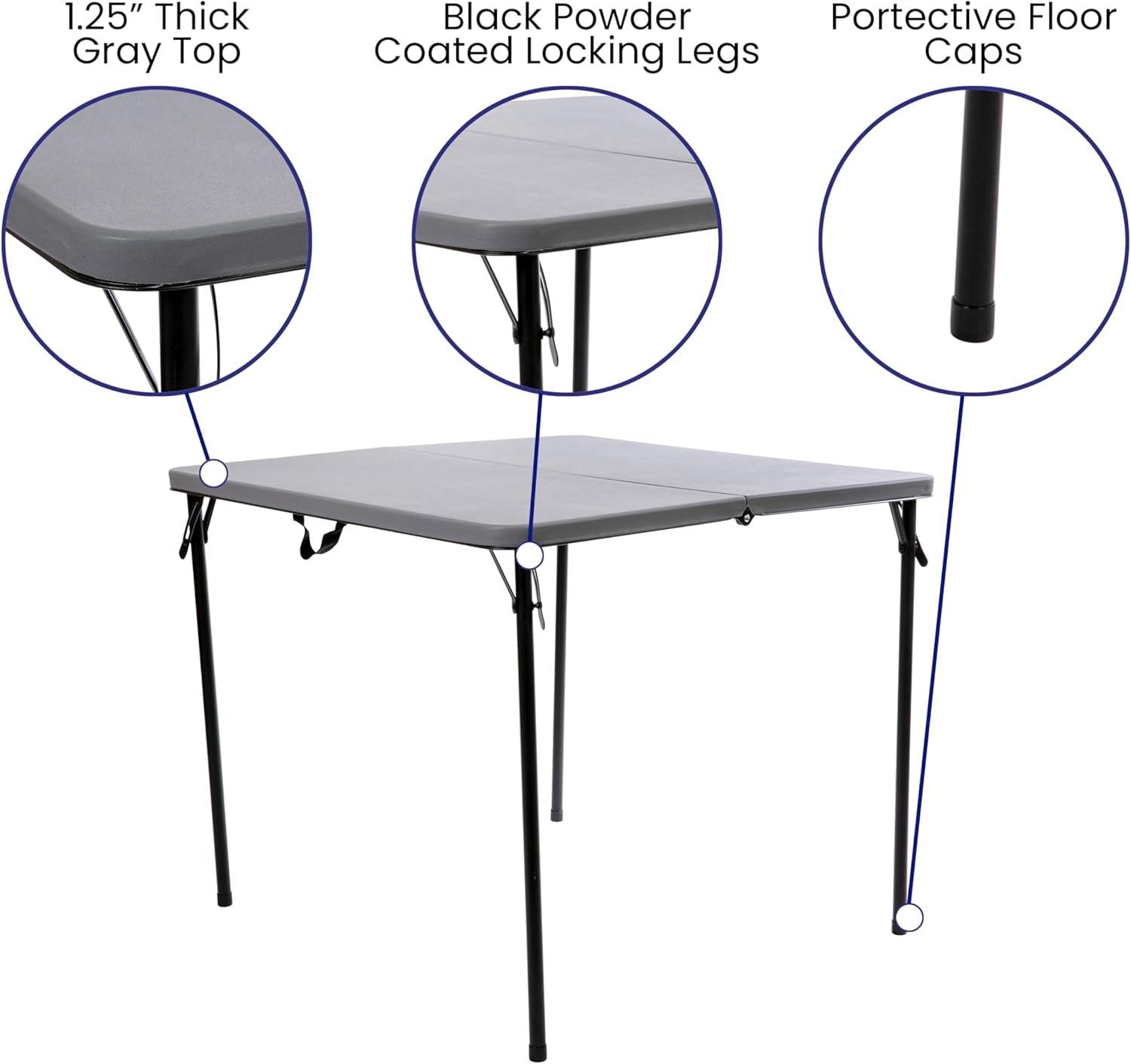 Noah 2.83' Square Plastic Folding Event Table with Carrying Handle