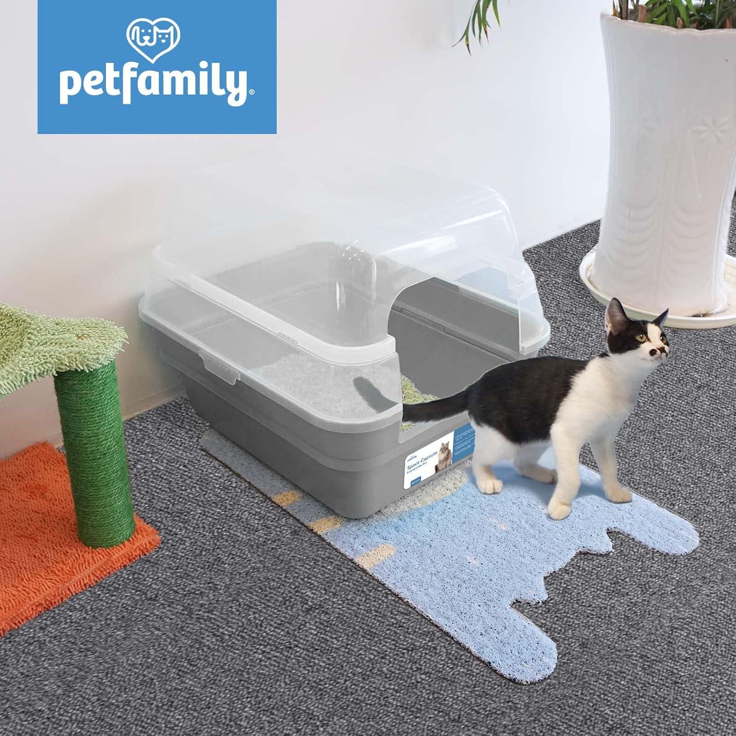 Large Foldable Grey Plastic Hooded Cat Litter Box